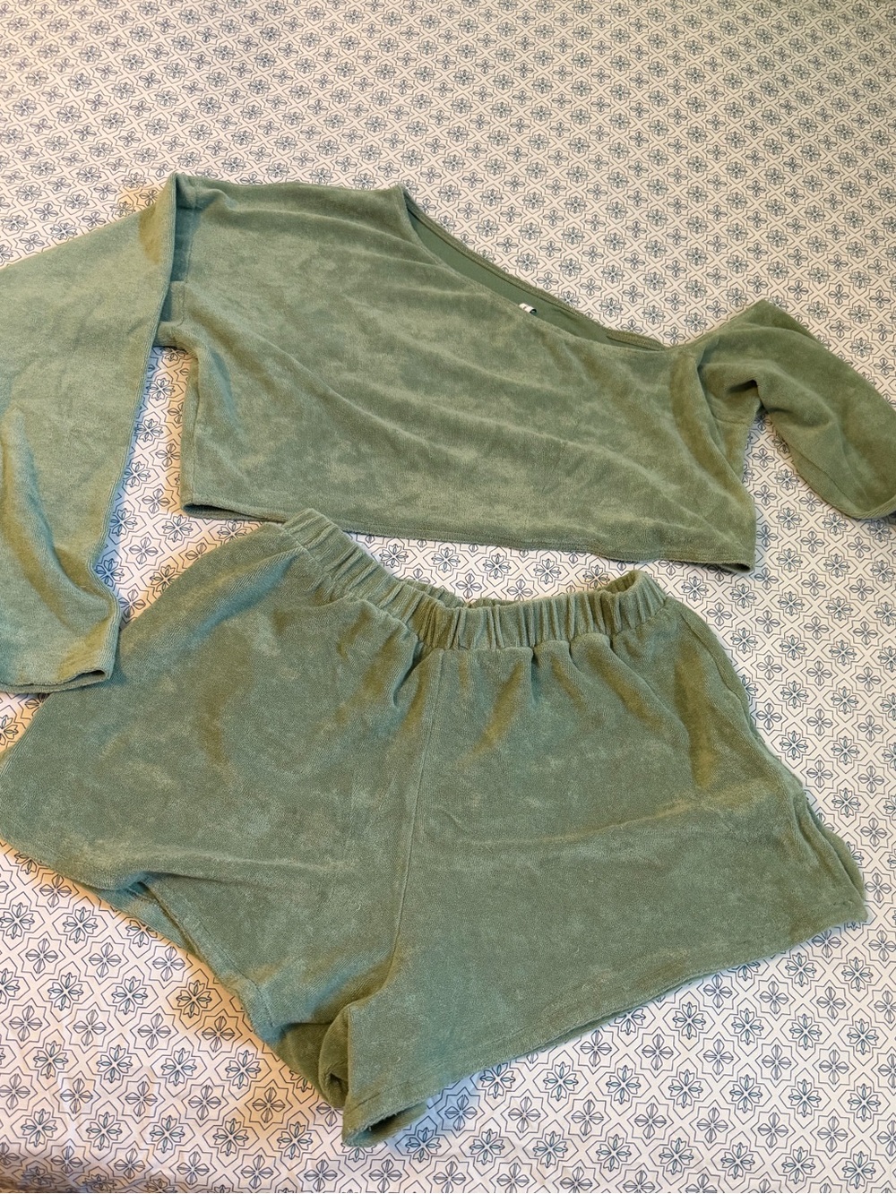 ASOS Sage Green Velour Lounge Shorts
